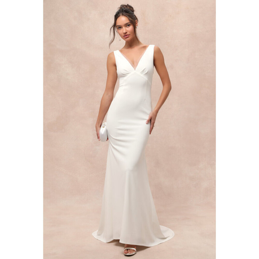 Lulus Captivating Promise White Sleeveless Mermaid Maxi Dress - Size S